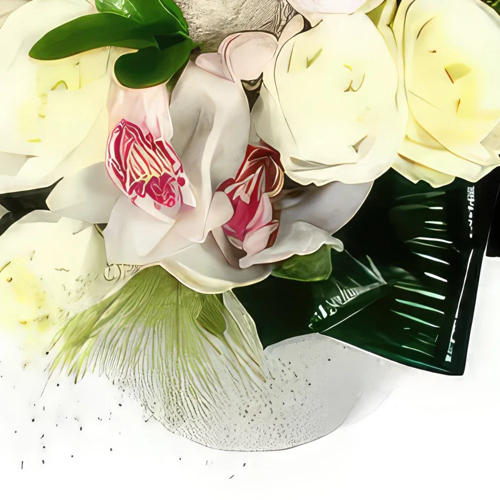 Бордо цветя- Очарователна бела цветна аранжировка Букет/договореност цвете