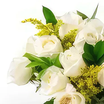 Brasilien Blumen Florist- Anordnung von 15 weißen Rosen in Vase Bouquet/Blumenschmuck