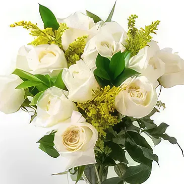 Brasilien Blumen Florist- Anordnung von 15 weißen Rosen in Vase Bouquet/Blumenschmuck