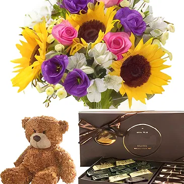 Osidda flowers  -  Bouquet of Colorful Flowers with Soft Toy Flower Bouquet/Arrangement