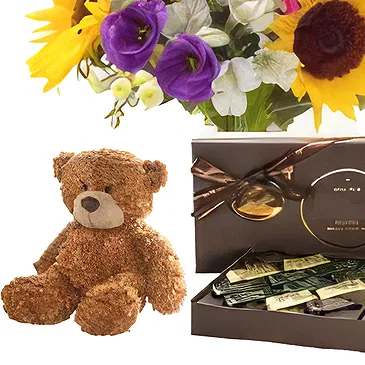 Osidda flowers  -  Bouquet of Colorful Flowers with Soft Toy Flower Bouquet/Arrangement