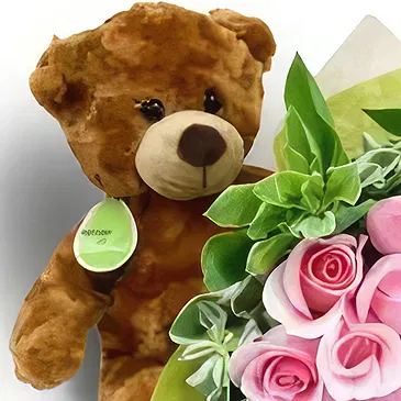 Palia Ampelia flowers  -  Roses & Bear Flower Bouquet/Arrangement