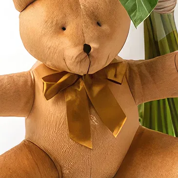 Brasilien Blumen Florist- Sonnenblumen in Vase und Teddybär Bouquet/Blumenschmuck