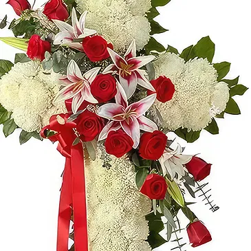 Llameo blomster- Eternal Tribute Cross Blomsterarrangementer bukett