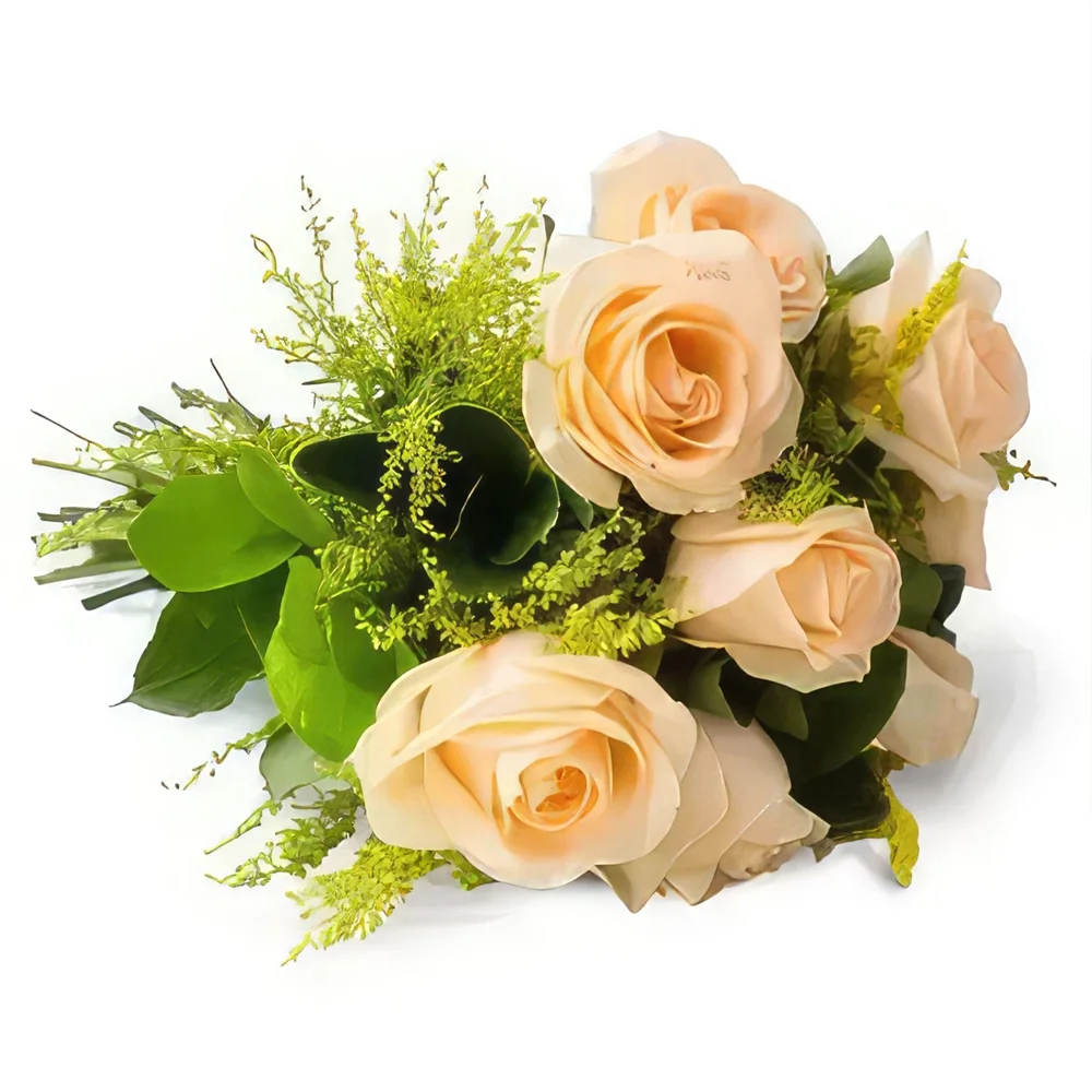 רסיפה פרחים- זר של 8 ורדים שמפניה זר פרחים/סידור פרחים