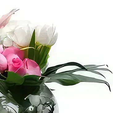 Ad Dilam blomster- Hvit og rosa Blomsterarrangementer bukett