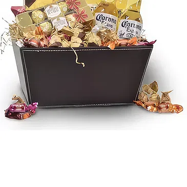 Buangkok flowers  -  Leather Box Filled with Assorted Treats Flower Bouquet/Arrangement