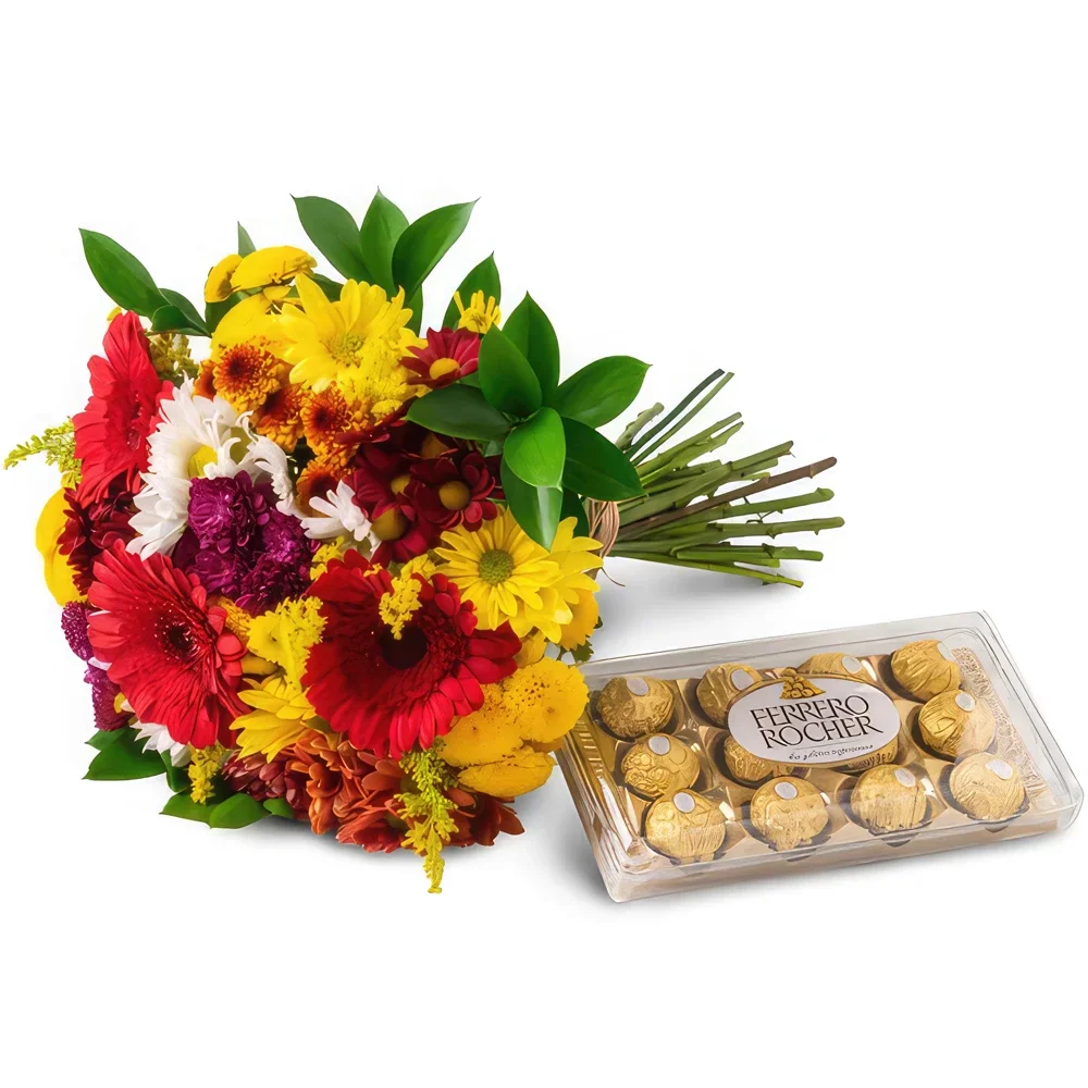 Белу-Оризонти цветы- Большой букет красочных и шоколадных полевых  Цветочный букет/композиция