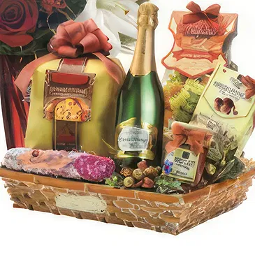 Versciaco di Sopra flowers  -  Red Roses & Lilies with Christmas Basket Flower Bouquet/Arrangement