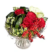Florence online Florist - Christmas Bouquet with Roses and Anthurium Bouquet