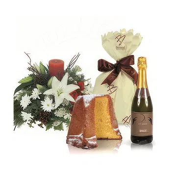 Versciaco di Sopra flowers  -  Christmas Pandoro & Spumante Centerpiece Flower Bouquet/Arrangement