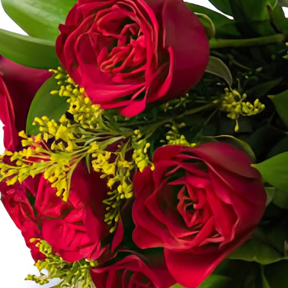 Belém blomster- Bukett med 6 røde roser og sjokolade Blomsterarrangementer bukett
