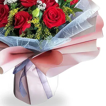 China flowers  -  Classic Red Rose and Pink Lily Flower Arrange Flower Bouquet/Arrangement