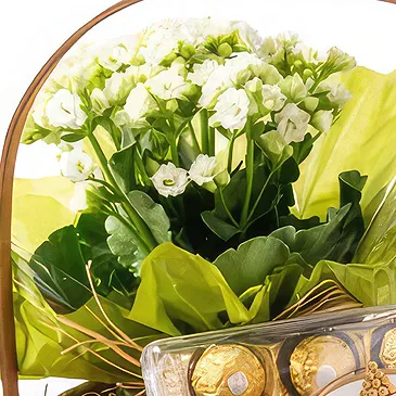 Santa Maria flowers  -  Luxury Coffee Basket with Chocolate and Flowe Flower Bouquet/Arrangement