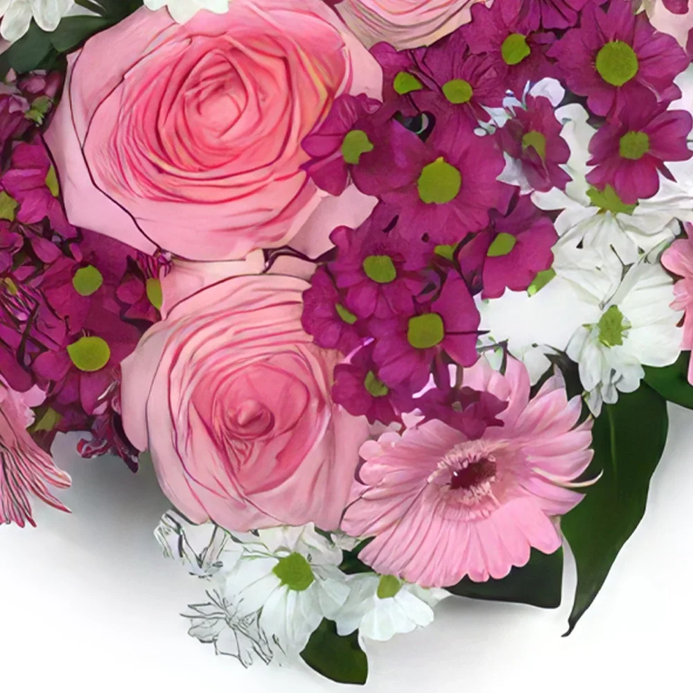Krakkó-virágok- Fehér és rózsaszín Virágkötészeti csokor