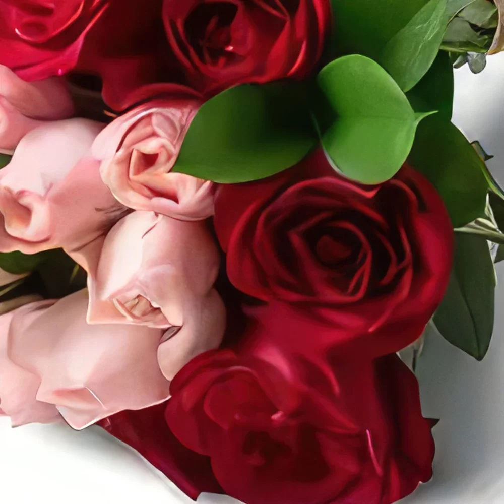 Belém kvety- Kytica 15-tich dvojfarebných ruží Aranžovanie kytice