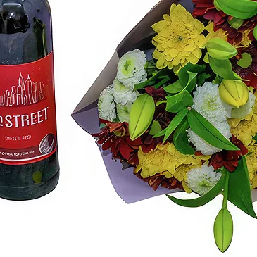 Greece flowers  -  Mix Flowers with Wine Flower Bouquet/Arrangement