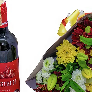 Greece flowers  -  Mix Flowers with Wine Flower Bouquet/Arrangement