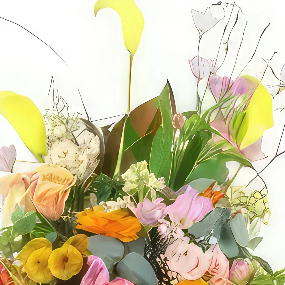 ナント 花- カラフルな背の高いブーケ ワルシャワ 花束/フラワーアレンジメント