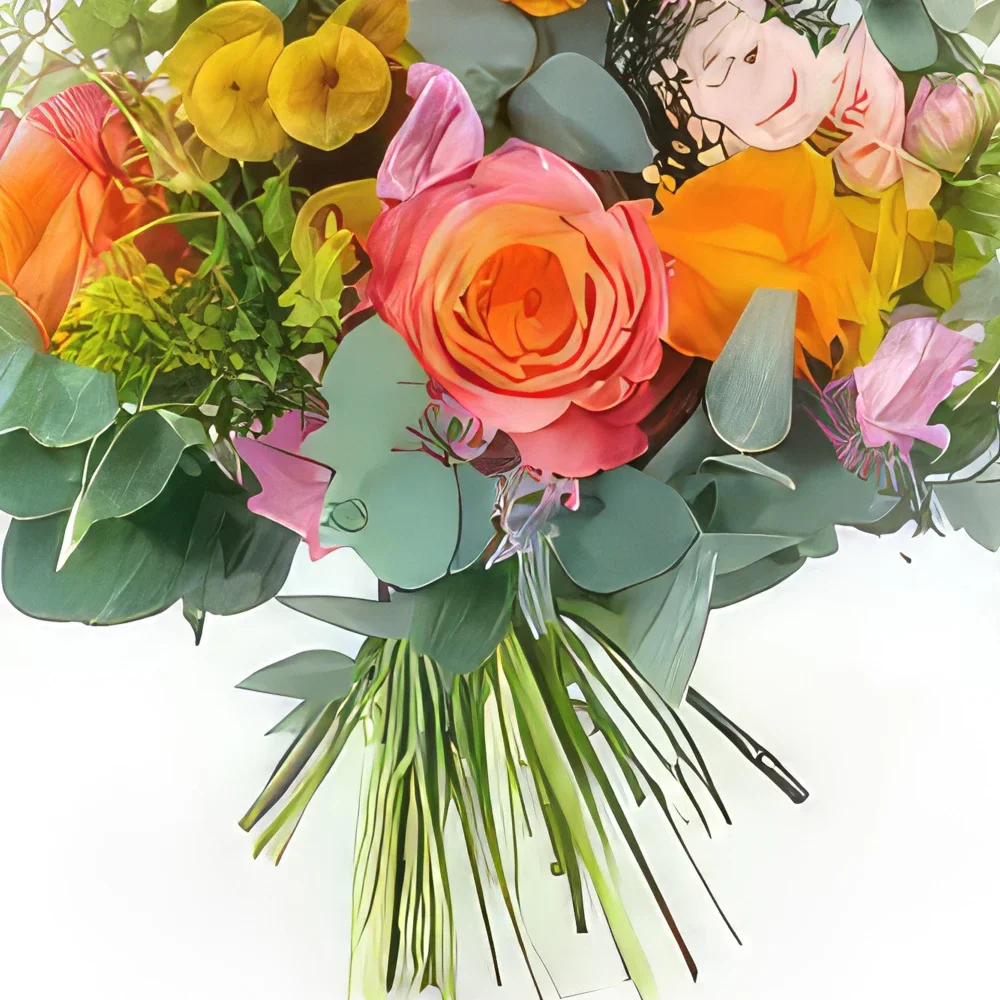 Στρασβούργο λουλούδια- Πολύχρωμο ψηλό μπουκέτο Βαρσοβία Μπουκέτο/ρύθμιση λουλουδιών