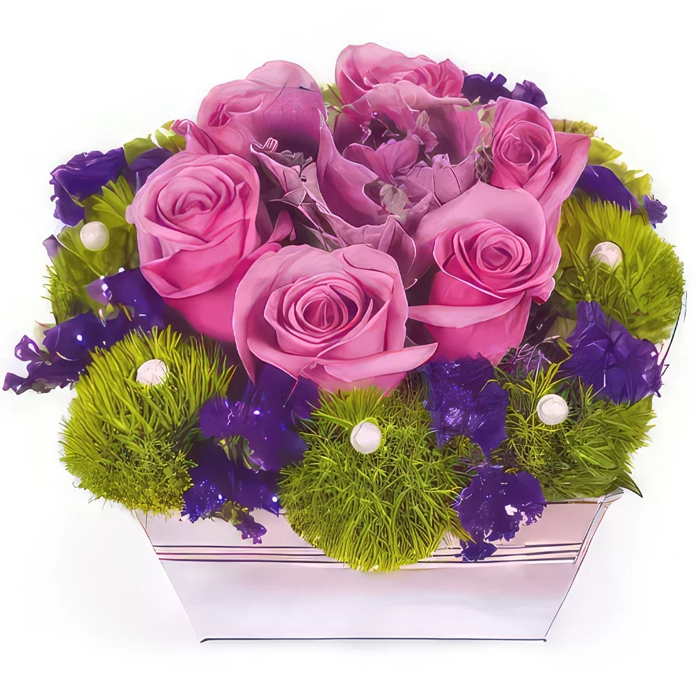 Λιλ λουλούδια- Σύνθεση από φούξια τριαντάφυλλα Victoria Μπουκέτο/ρύθμιση λουλουδιών