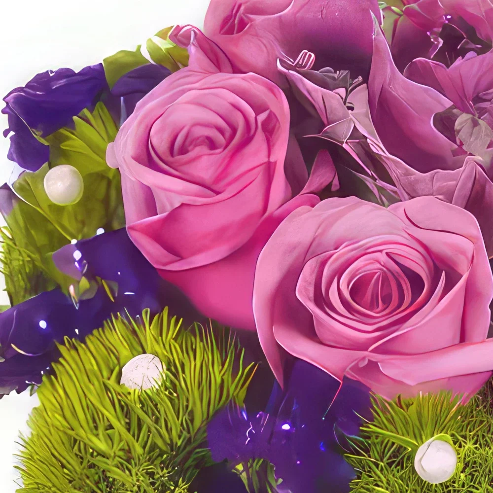 Paris blomster- Sammensetning av fuchsia roser Victoria Blomsterarrangementer bukett