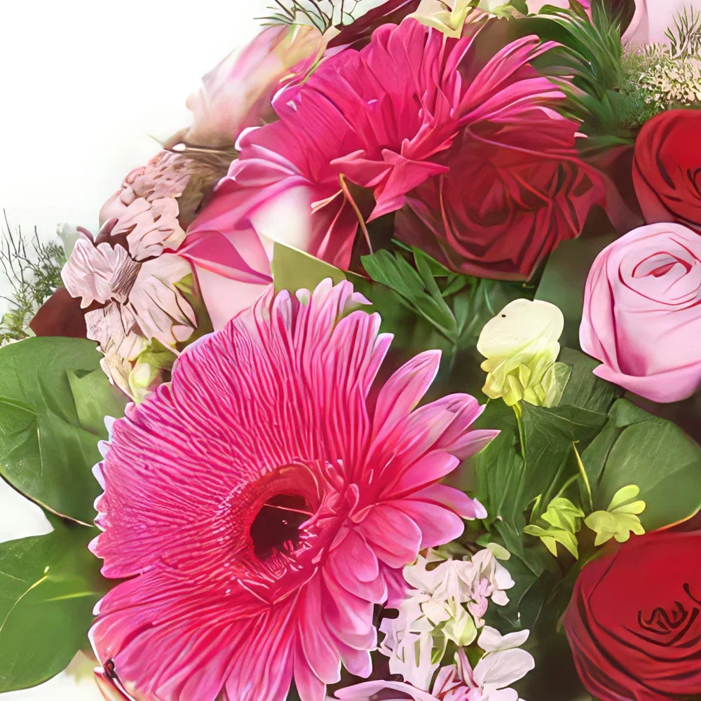fleuriste fleurs de Paris- Composition de fleurs roses Grenadier Bouquet/Arrangement floral