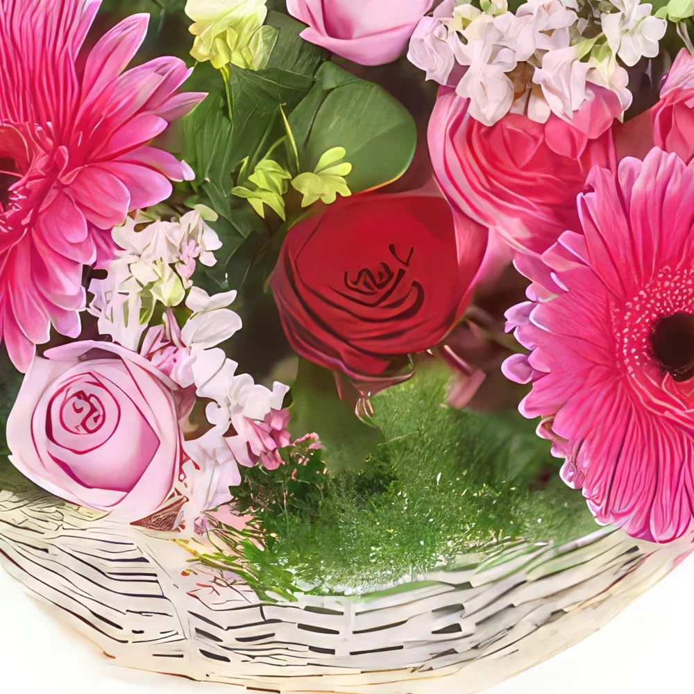 nett Blumen Florist- Zusammensetzung von rosa Granatapfelblüten Bouquet/Blumenschmuck