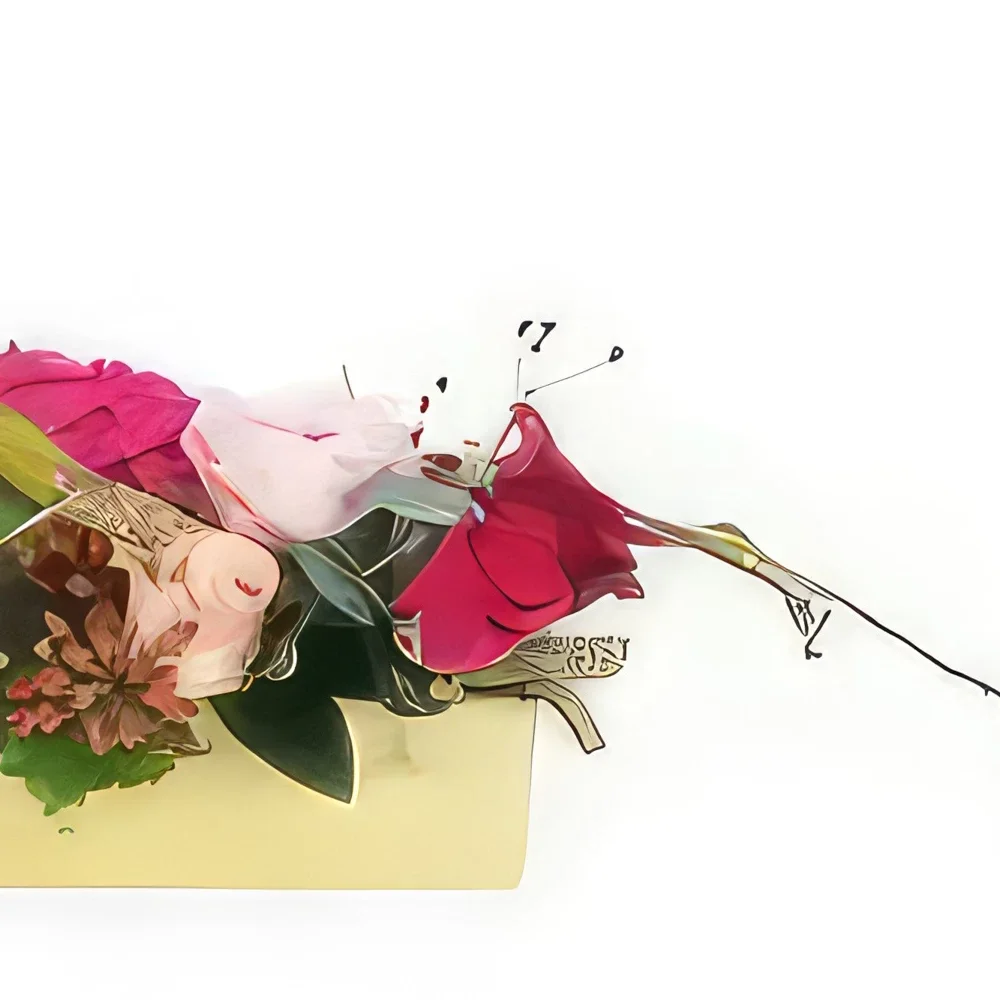 リヨン 花- ピンクと赤の花ニューヨークの組成 花束/フラワーアレンジメント