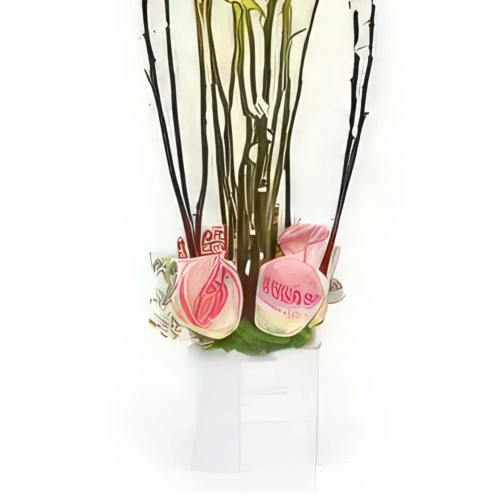 Marseille Blumen Florist- Komposition aus rosa Rosen Cage d'Amour Bouquet/Blumenschmuck