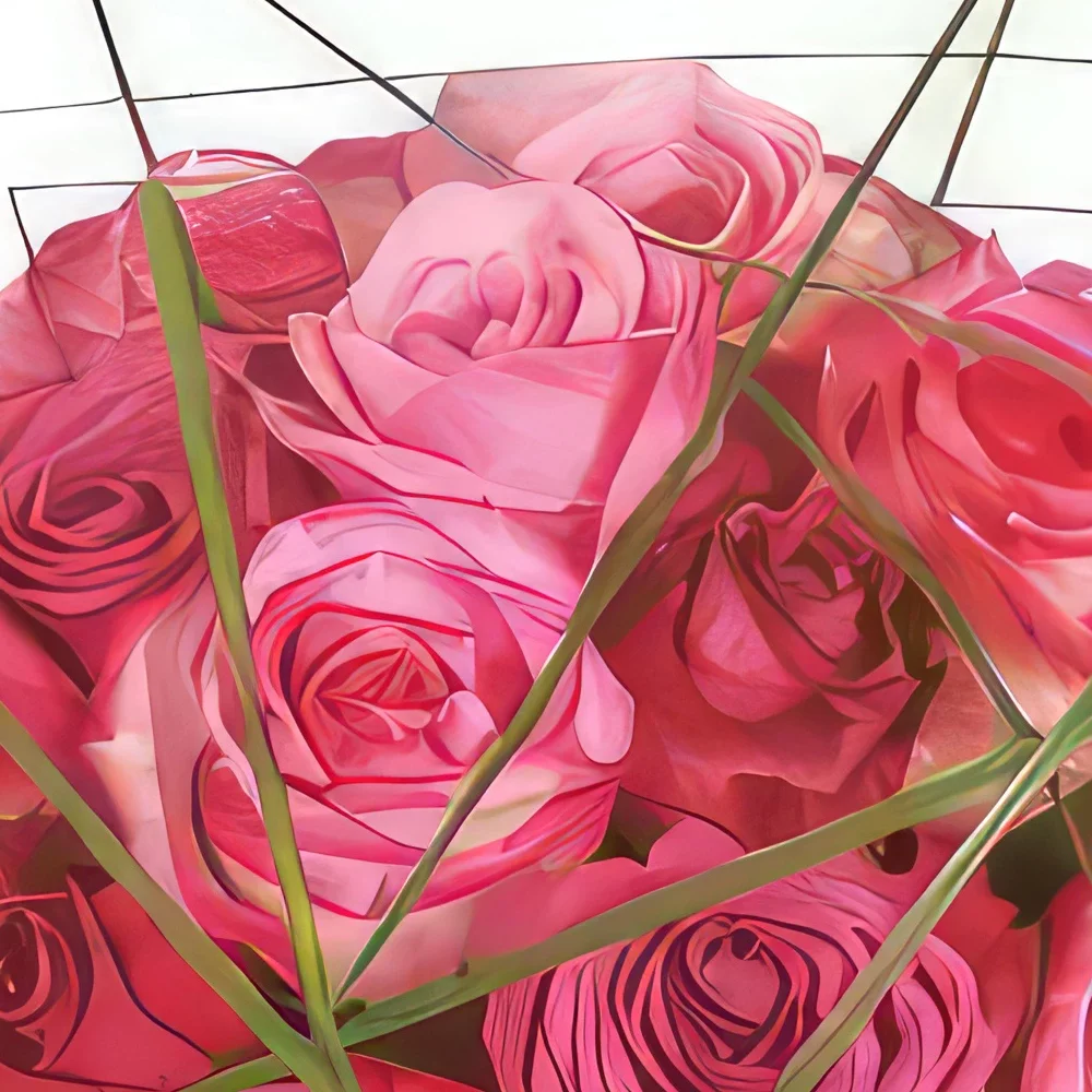 Lyon kukat- Vaaleanpunaisten ruusujen koostumus Traviata Kukka kukkakimppu