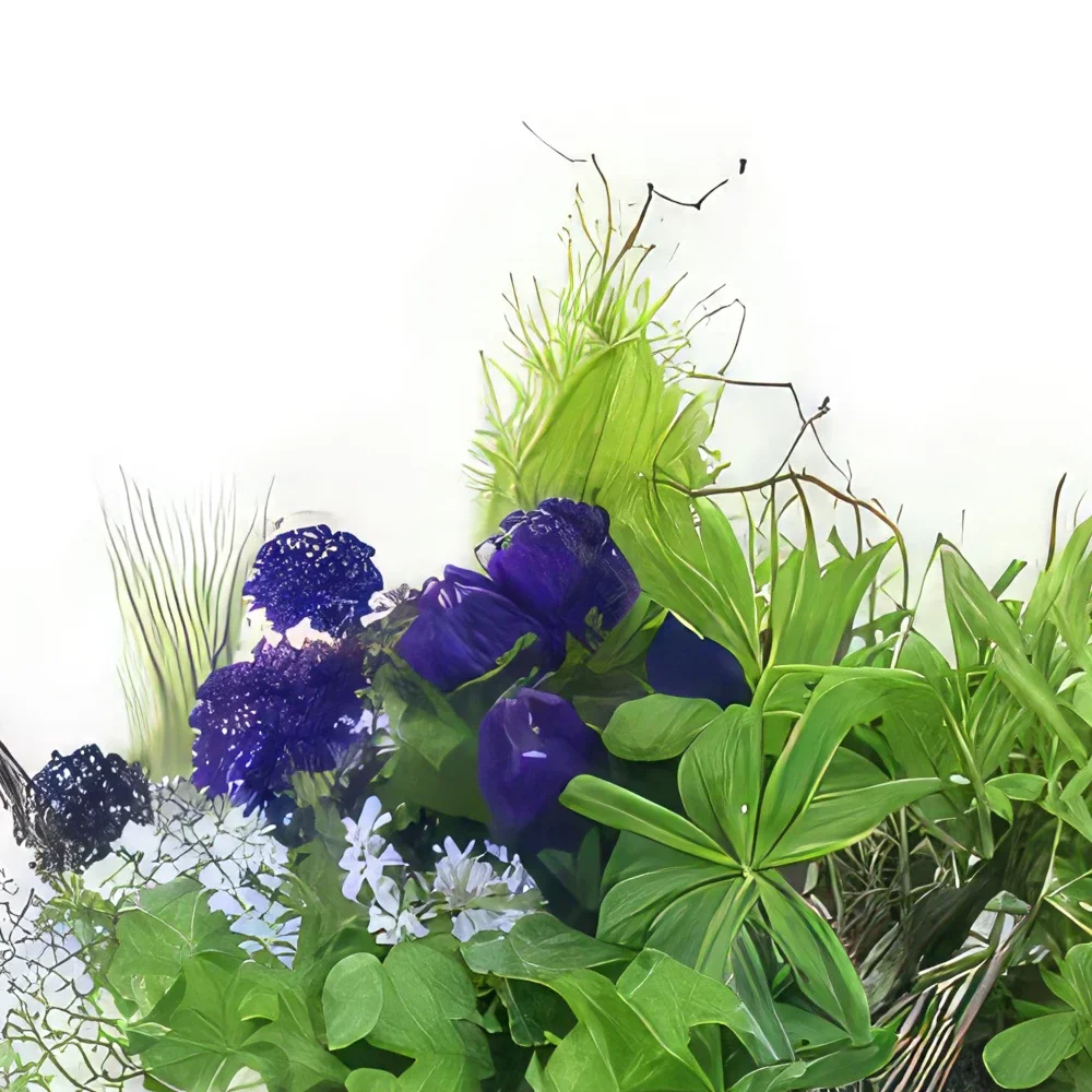 Pau bunga- Komposisi tumbuhan ungu & biru Naturae Rangkaian bunga karangan bunga