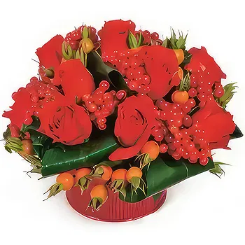 France flowers  -  Composition of red flowers Malaga Delivery