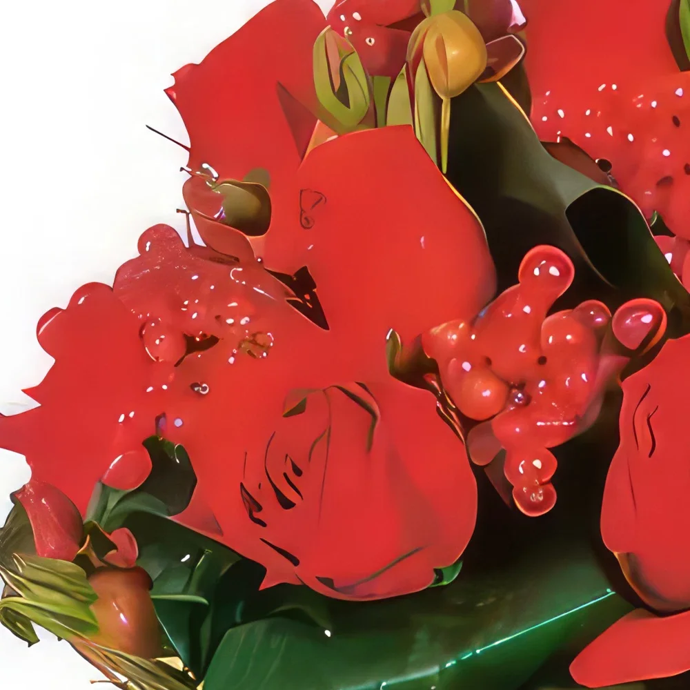 ליל פרחים- הרכב של פרחים אדומים מלאגה זר פרחים/סידור פרחים