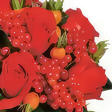 France flowers  -  Composition of red flowers Malaga Flower Bouquet/Arrangement