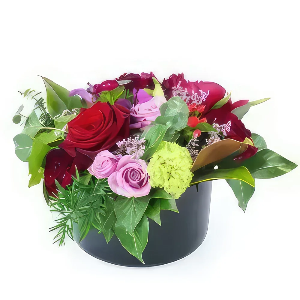 بائع زهور تولوز- تكوين وردة حمراء وفينيكس البنفسجي باقة الزهور