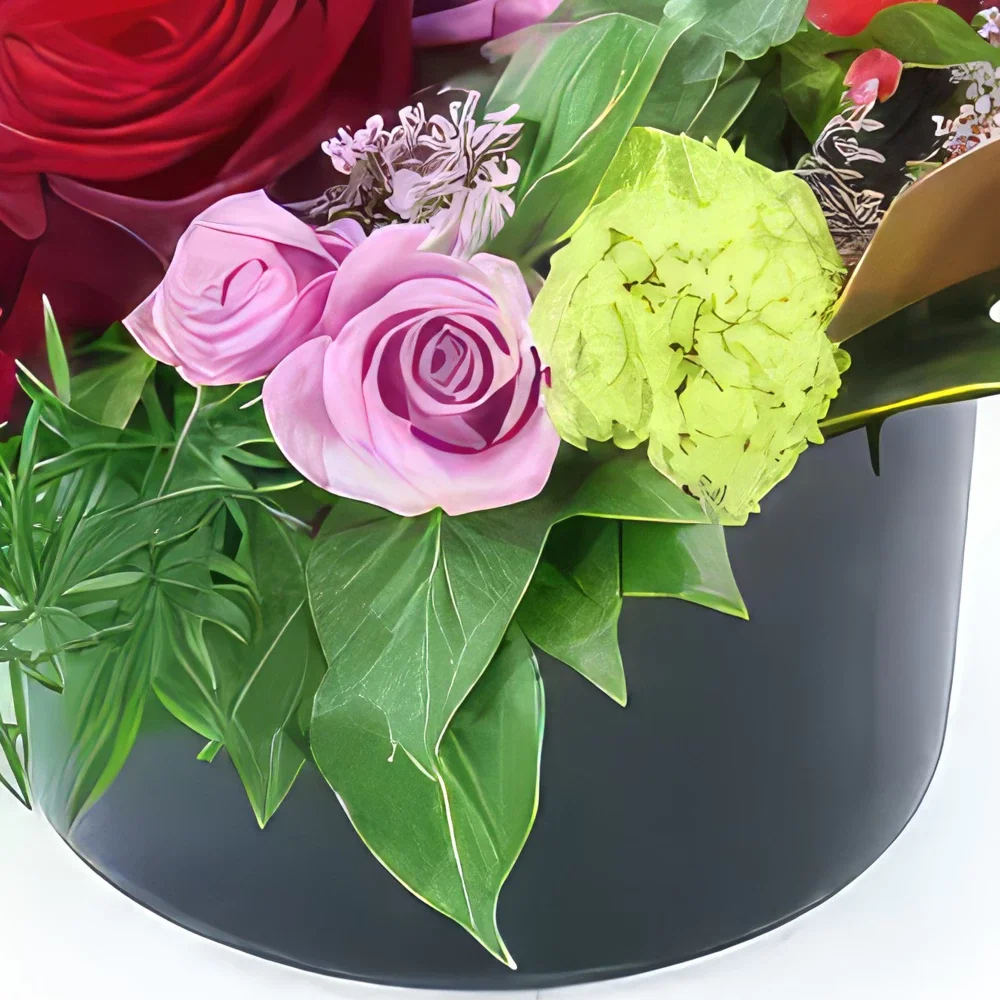 بائع زهور تولوز- تكوين وردة حمراء وفينيكس البنفسجي باقة الزهور