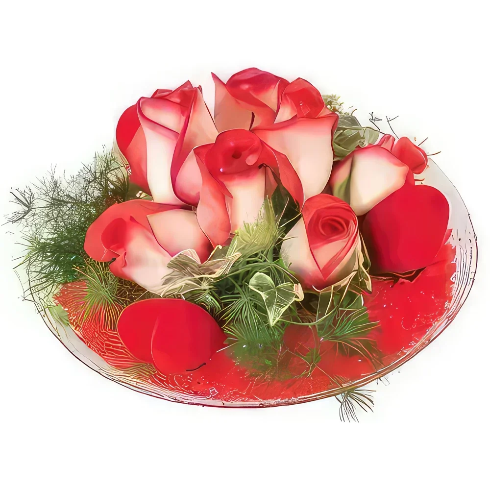 Pau blomster- Sammensætning af røde roser Subtil Blomst buket/Arrangement