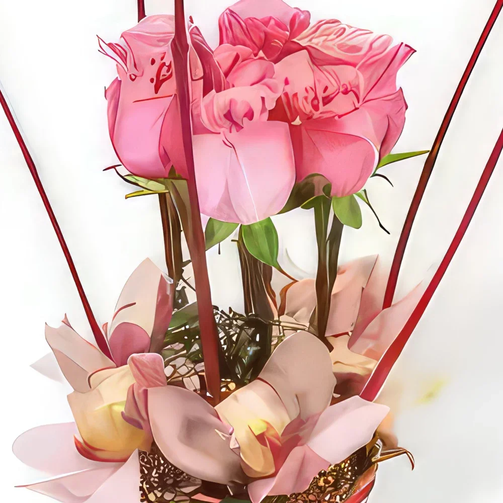 Нант цветя- Композиция от рози Лейди Роуз Букет/договореност цвете