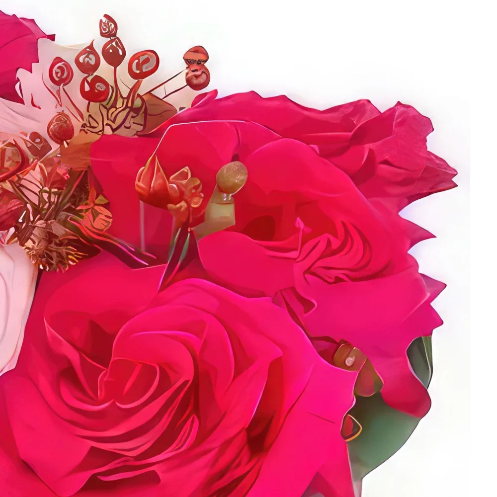 Pau bunga- Komposisi bunga mawar Saint Louis Sejambak/gubahan bunga