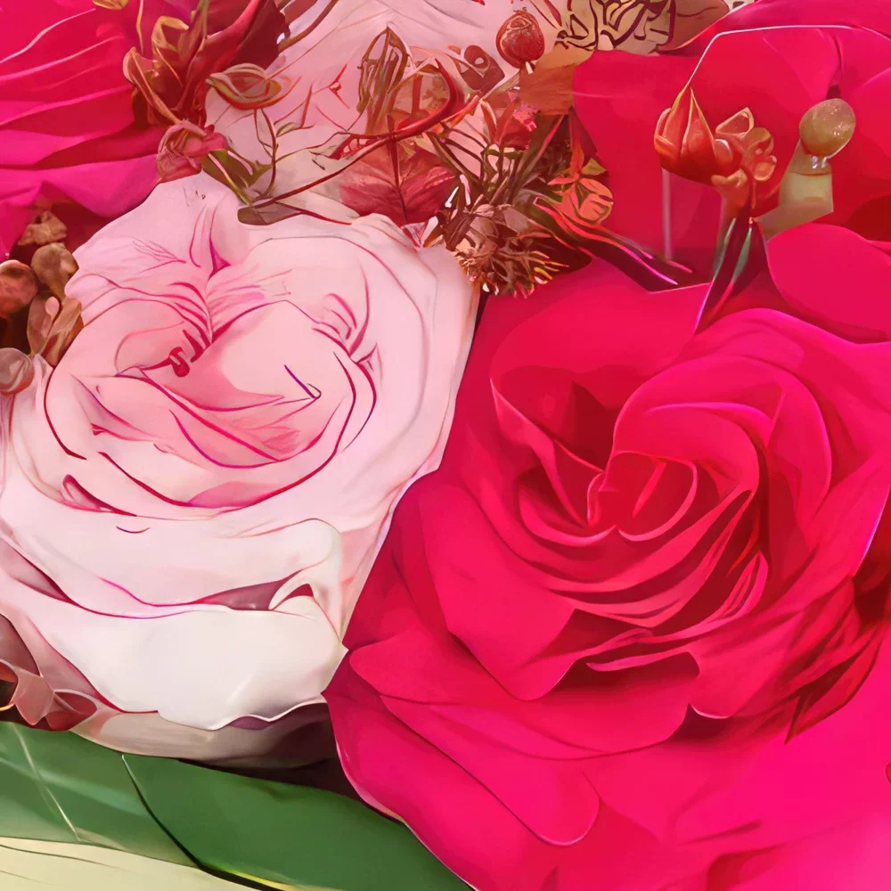 Paryż kwiaty- Kompozycja róż Saint Louis Bukiet ikiebana