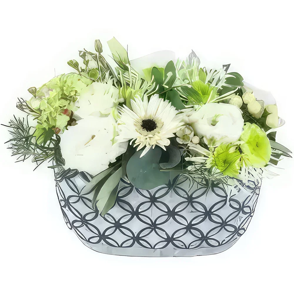 بائع زهور مونبلييه- تكوين الزهور البيضاء دالاس باقة الزهور