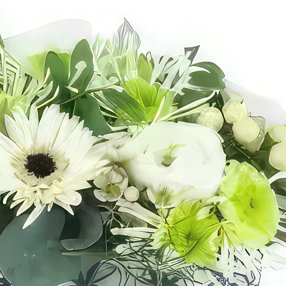 Бордо цветя- Композиция от бели цветя Далас Букет/договореност цвете