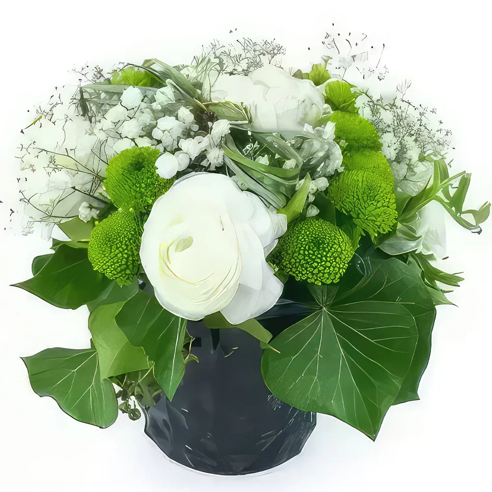 ליל פרחים- הרכב פרחים לבנים מונטריאול זר פרחים/סידור פרחים