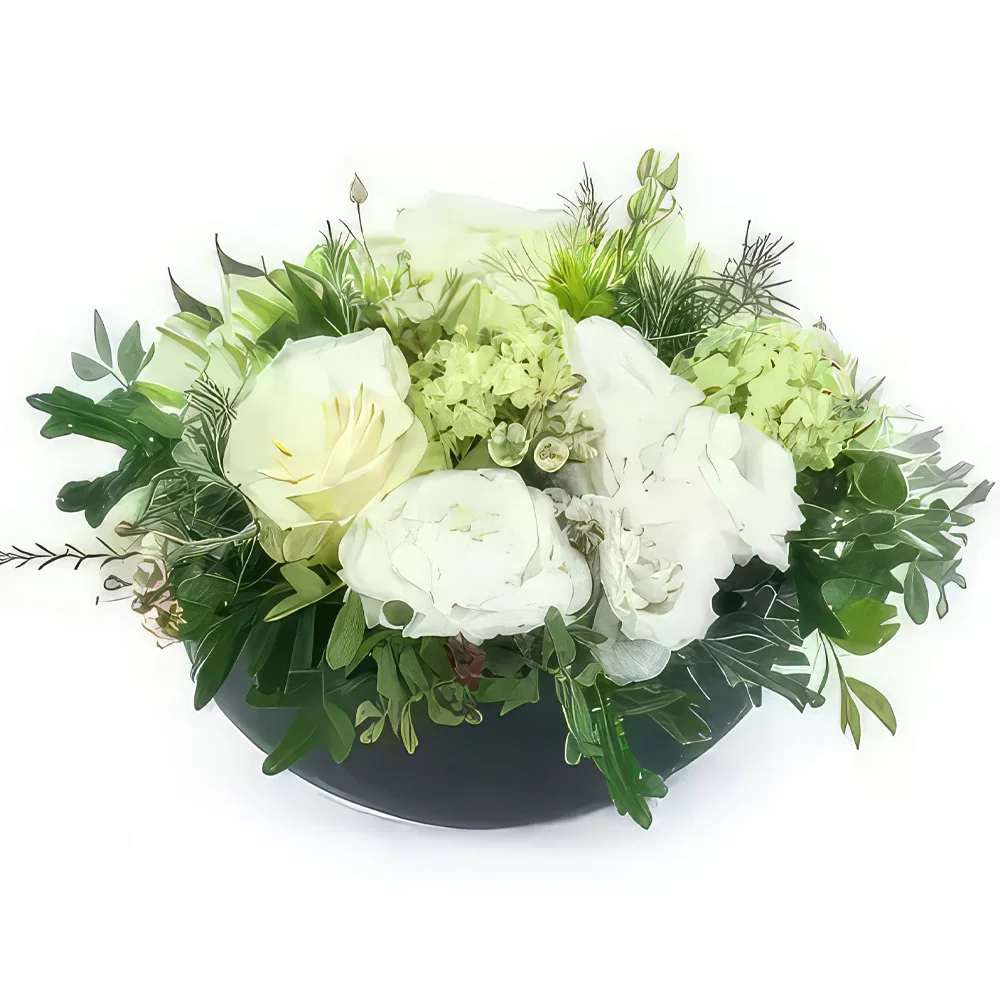 Montpellier Blumen Florist- Komposition aus weißen Fontana-Blüten Bouquet/Blumenschmuck