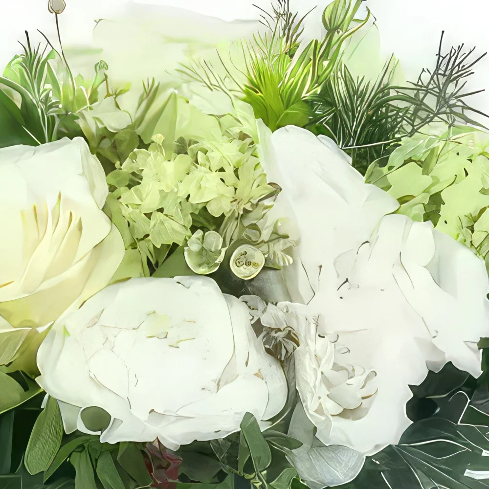 Marseille Blumen Florist- Komposition aus weißen Fontana-Blüten Bouquet/Blumenschmuck