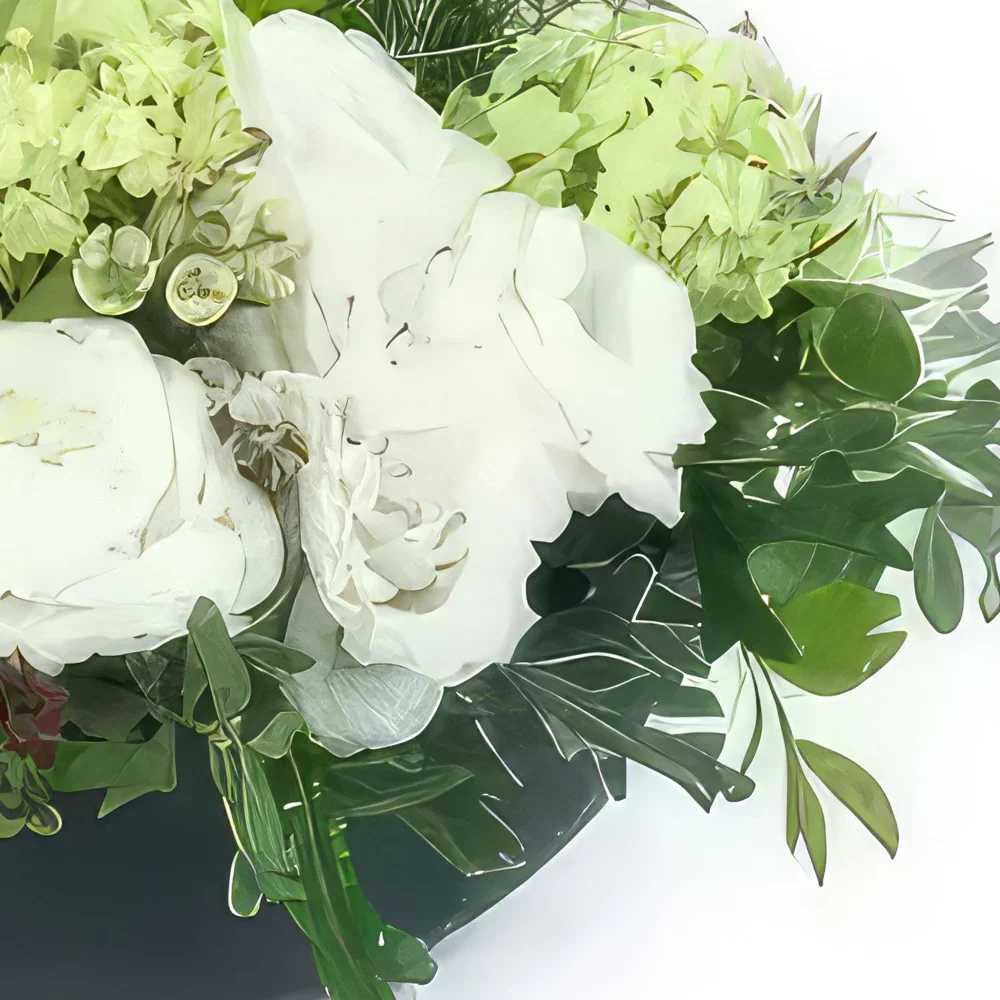 Montpellier Blumen Florist- Komposition aus weißen Fontana-Blüten Bouquet/Blumenschmuck