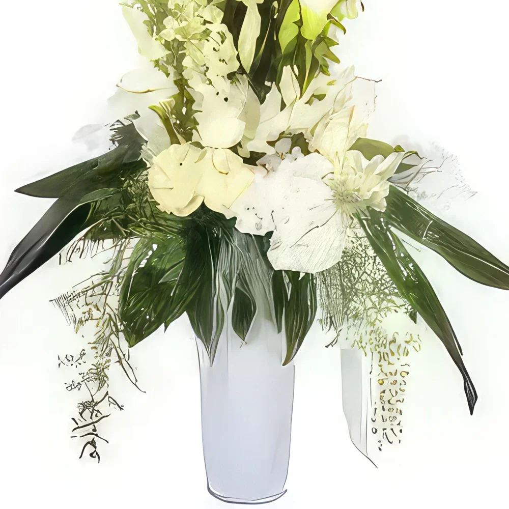nett Blumen Florist- Zusammensetzung der weißen Victory-Lilien Bouquet/Blumenschmuck