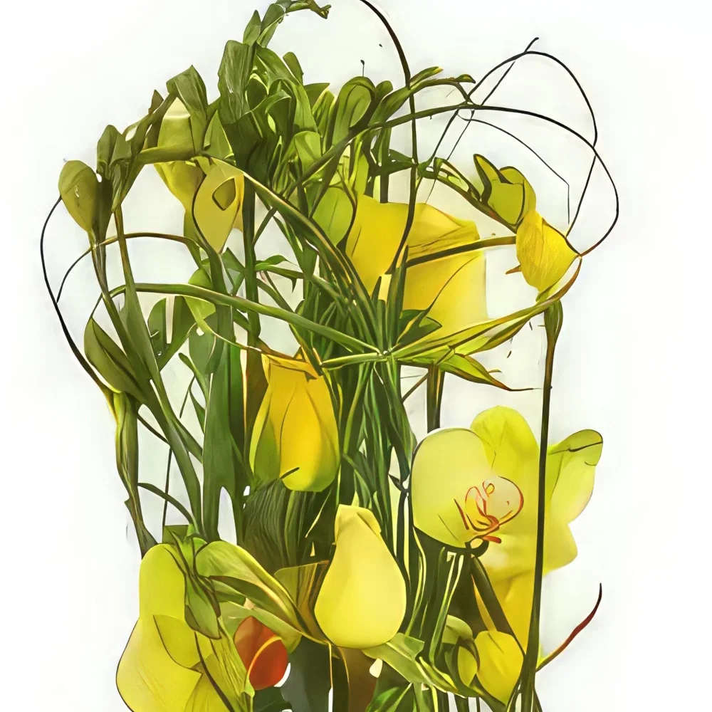 fleuriste fleurs de Strasbourg- Composition de fleurs jaunes Bora-Bora Bouquet/Arrangement floral