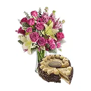 Versciaco di Sopra online Florist - Pink-Toned Bouquet with Cream Cake Bouquet